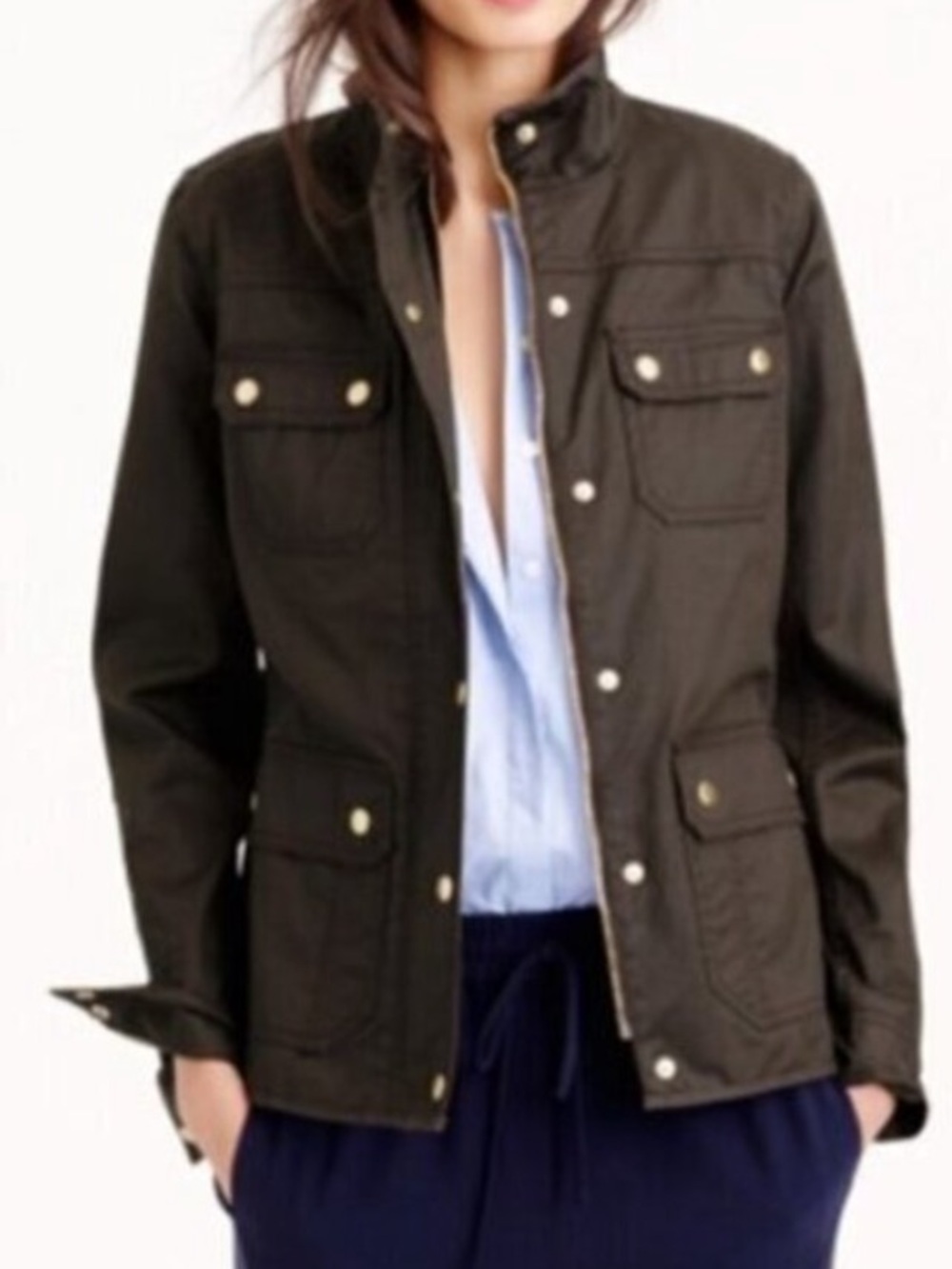 J Crew Canvas Boyfriend Fit Field Jacket Size Medium EUC!